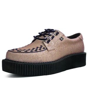 T.U.K. Anarchic Creepers Rose Gold Glitter US w7